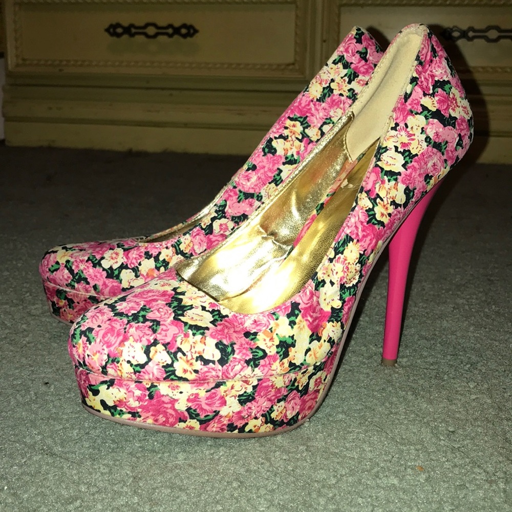 Pink Floral Heels